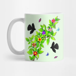 Black Morph Fantail and Butterflies Mug